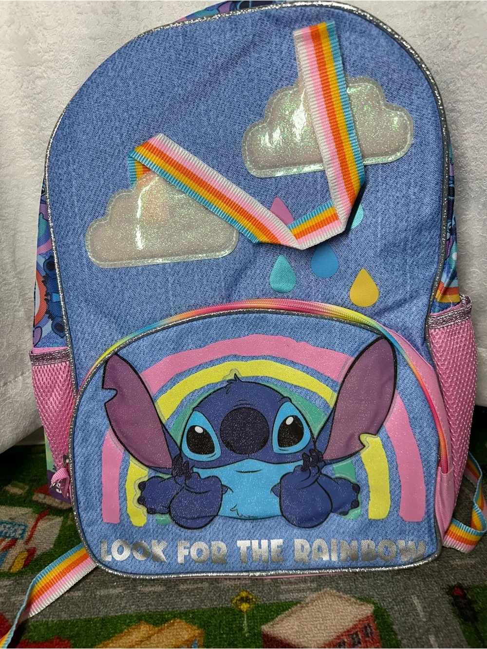 Stitch Rainbow Kids Backpack - Blue & Pink